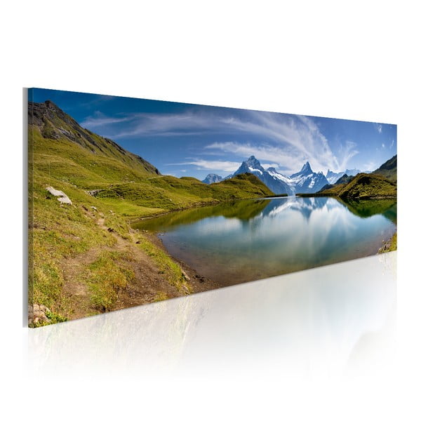 Живопис върху платно Mountain Lake, 120 x 40 cm - Artgeist