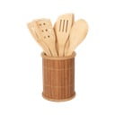 Бамбуков комплект кухненски прибори 8 бр. с поставка - Bonami Essentials