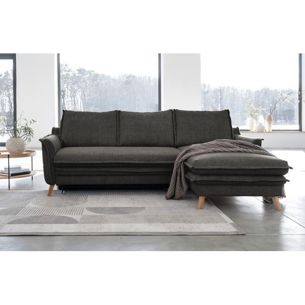 Тъмносив разтегателен ъглов диван (десен ъгъл) Charming Charlie – Miuform-image-1