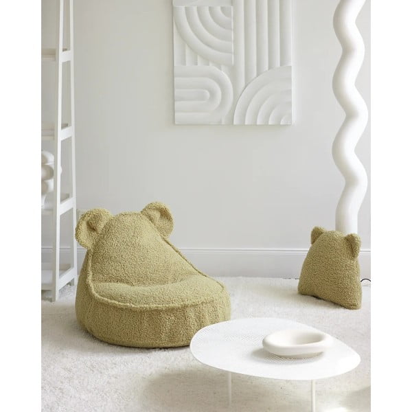 Зелена детска възглавница за диван от букле Bear – Wigiwama-image-3