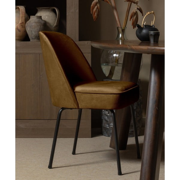 Кадифени трапезни столове в комплект 2 бр. в цвят горчица Vogue – WOOOD-image-1