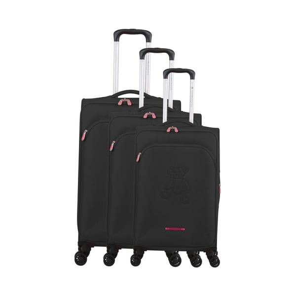 Комплект от 3 черни багажа на 4 колела Lulucastagnette Emilia - LULUCASTAGNETTE
