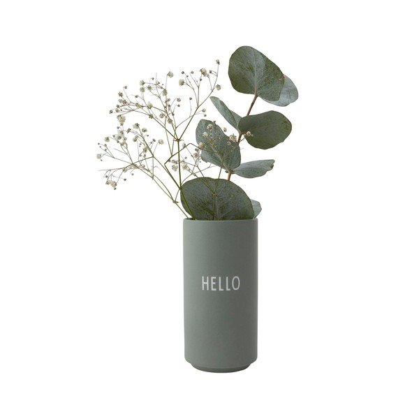 Зелена порцеланова ваза Hello, височина 11 cm Favourite - Design Letters-image-2