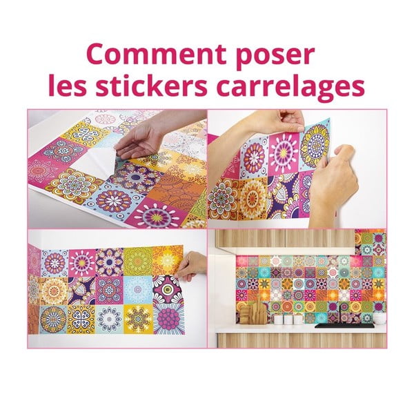 Комплект от 60 декоративни стикера за стена , 15 x 15 cm Fernando - Ambiance-image-3