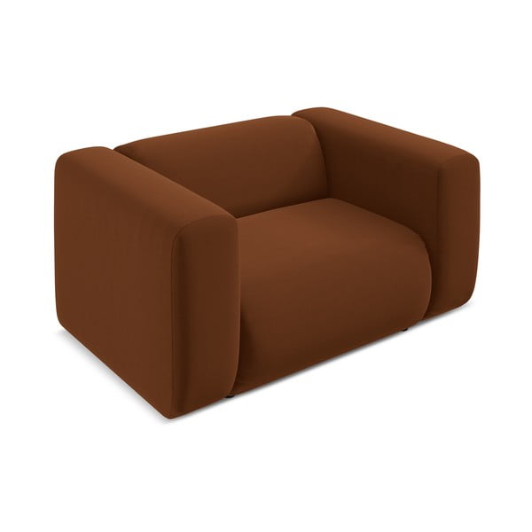 Оранжево/кафяво кадифено кресло Ekahi – Makamii-image-3