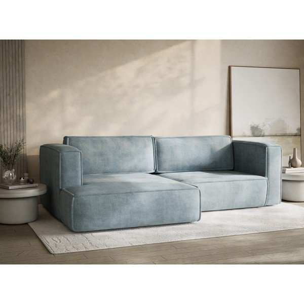 Светлосин шенилов сгъваем/с място за съхранение ъглов диван (ляв ъгъл) Velto – Maison de Rêve-image-4