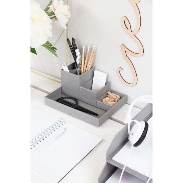 Сив органайзер за бюро за писане от 4 части Lena - Bigso Box of Sweden-image-1