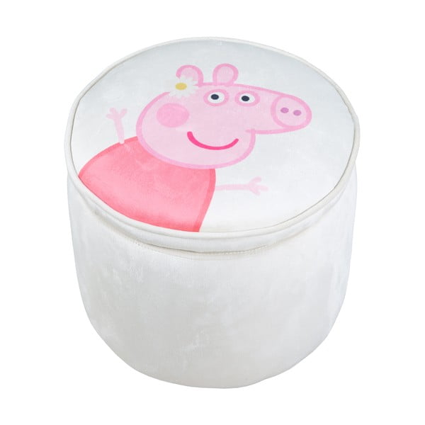 Бял кадифен детски пуф Peppa Pig – Roba
