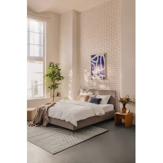 Сиво тапицирано двойно легло с матрак и решетка 160x200 cm Noira Slim - Bonami Selection