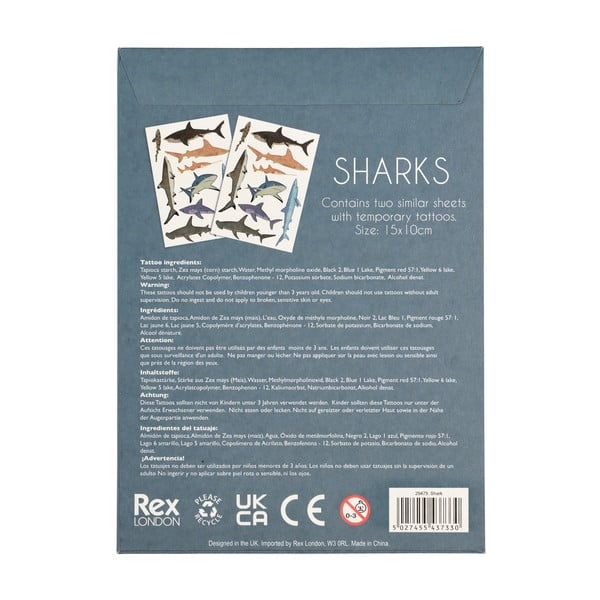 Временна татуировка 2 бр. Sharks - Rex London-image-3