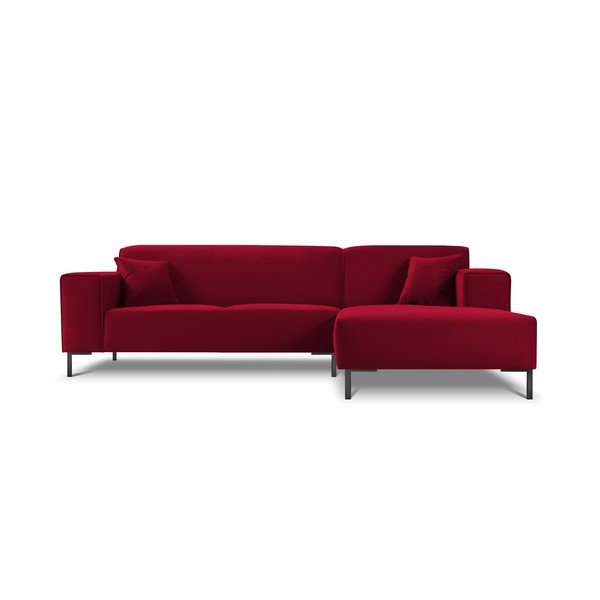 Ъглов диван от червено кадифе Siena, десен ъгъл - Cosmopolitan Design-image-3