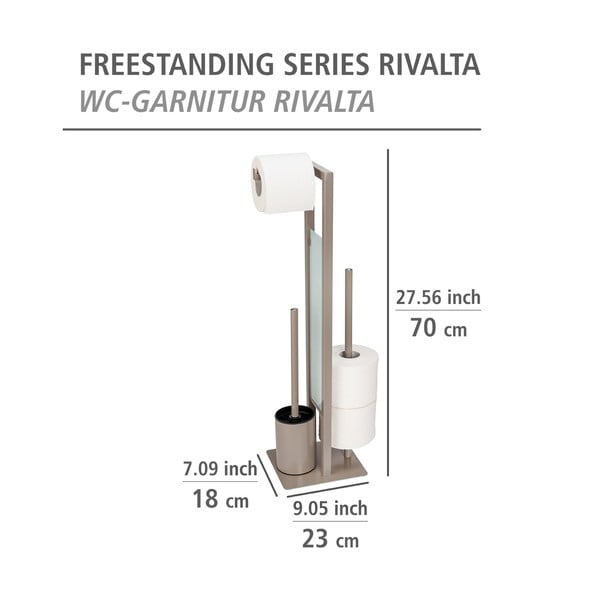 Светлокафява поставка за тоалетна хартия с четка за тоалетна Rivalta - Wenko-image-4