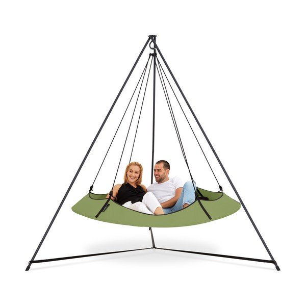 Зелена градинска люлка със стойка - Hangout Pod-image-2