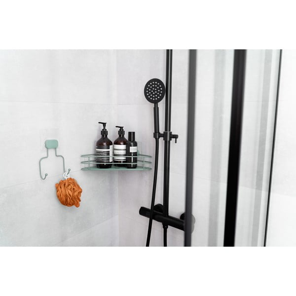 Зелен ъглов самоносещ метален рафт за баня Grena - Compactor-image-4