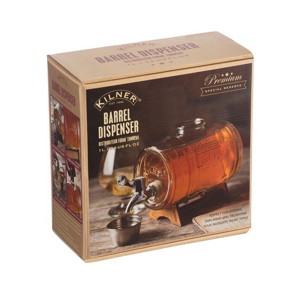 Стъклен автомат във формата на бъчва , 1 л - Kilner-image-1