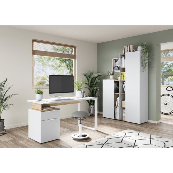 Работна маса с бял плот за маса 61x140 cm Hasselt – Germania-image-1