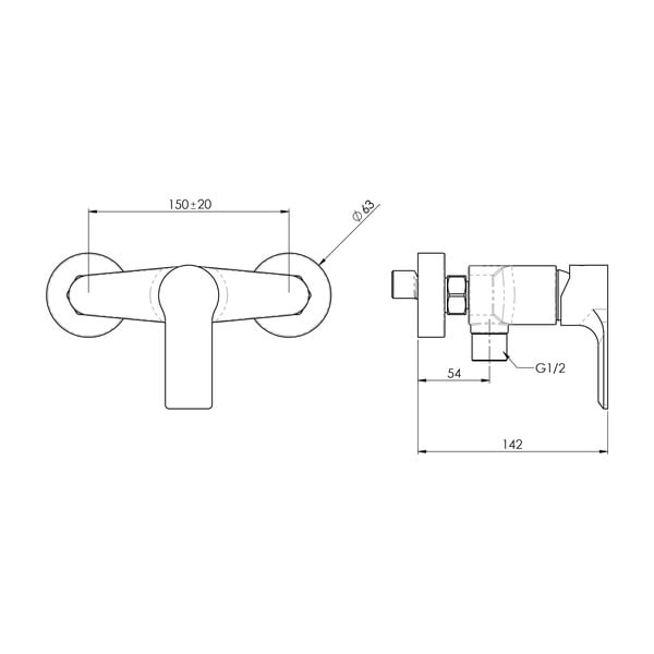 Бяла стенна душ батерия (1 изход) Pax – Sapho-image-1