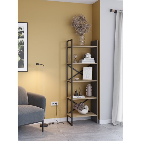 Етажерка за книги в дъбов декор в естествен цвят 58x175 cm Ara - Marckeric-image-1