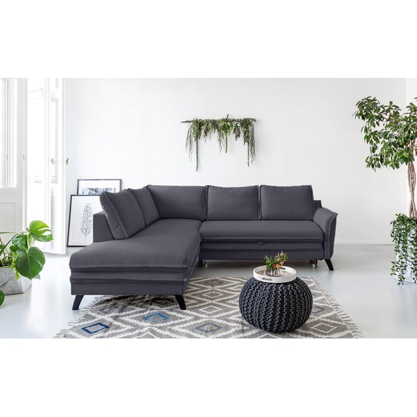 Антрацитен ъглов разтегателен диван ляв ъгъл, Charming Charlie - Miuform-image-1