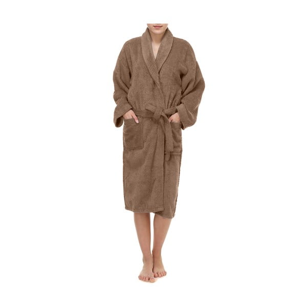 Кафяв памучен халат за баня L Zoe - IHOME