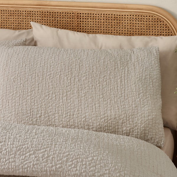 Светлокафяво двойно  крепово спално бельо 200x200 cm Crinkle Seersucker – Catherine Lansfield-image-2