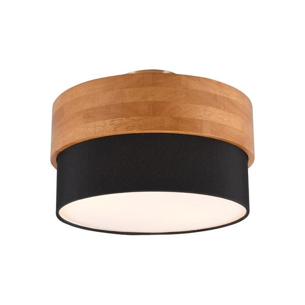 Черно и естествено осветително тяло за таван с текстилен абажур Seasons – Trio-image-1