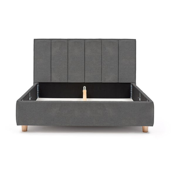 Светлосиво двойно легло с решетка и място за съхранение , 180 x 200 cm Wega - ProSpánek-image-3