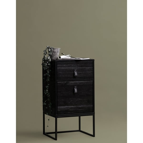 Черно нощно шкафче с чекмедже и врата Zola - WOOOD-image-1