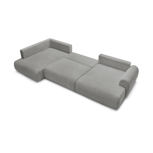 Тъмносив сгъваем/с място за съхранение ъглов диван от рипсено кадифе (ляв ъгъл/U форма) Lucien – Bobochic Paris-image-4