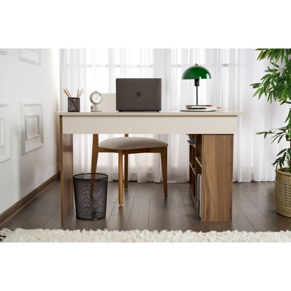 Работна маса от декор от орех 120x130 cm Vesper – Kalune Design-image-3