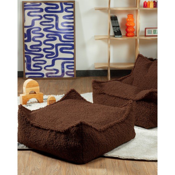 Тъмнокафяв детски пуф от прежда с примки от букле Warm Hazel – Wigiwama-image-3