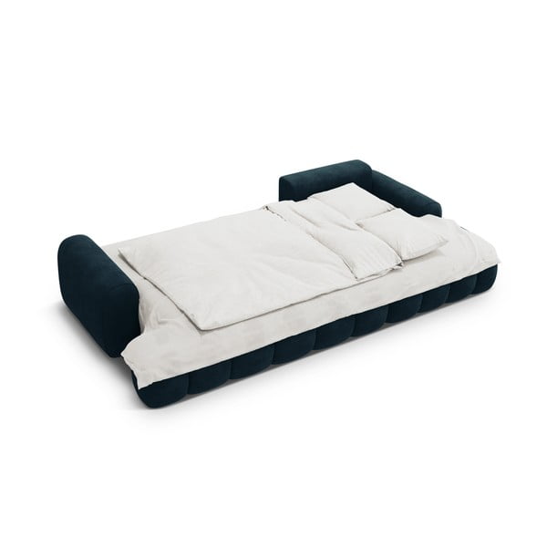 Кадифен сгъваем/с място за съхранение ъглов диван в петролен цвят (десен ъгъл) Linz – Cosmopolitan Design-image-4