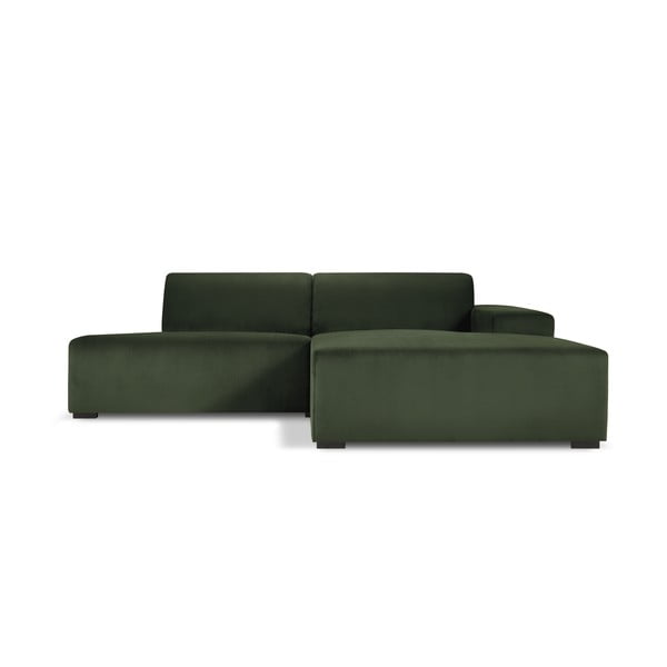 Ъглов диван от зелен велур , десен ъгъл Hobart - Cosmopolitan Design