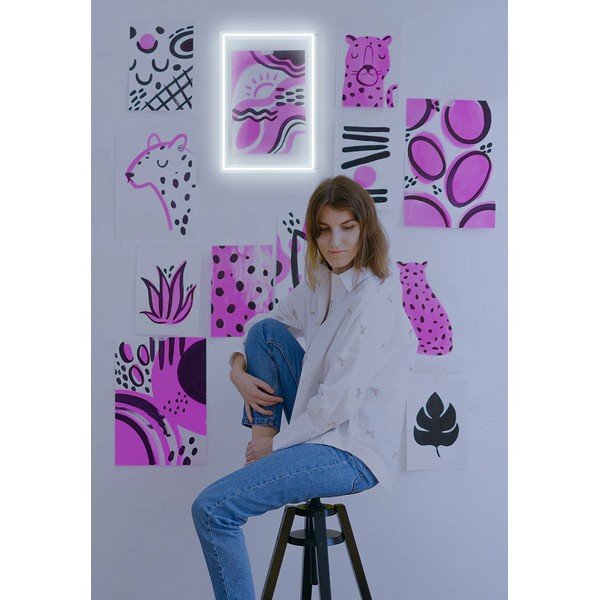 Бяла стенна лампа , 30 x 40 cm Rectangle - Candy Shock-image-2