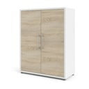 Бяло-естествена модулна библиотека от дъбов декор  89x113 cm Prima – Tvilum