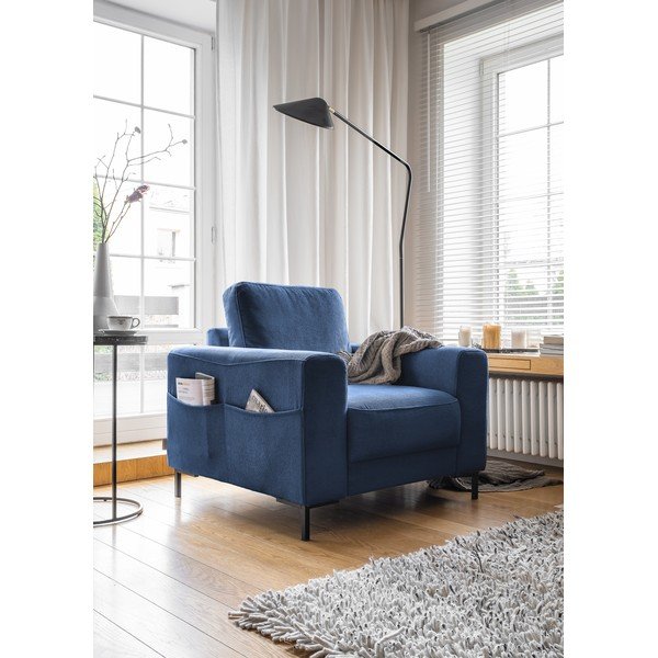 Тъмносиньо кресло от рипсено кадифе Lofty Lilly – Miuform-image-2