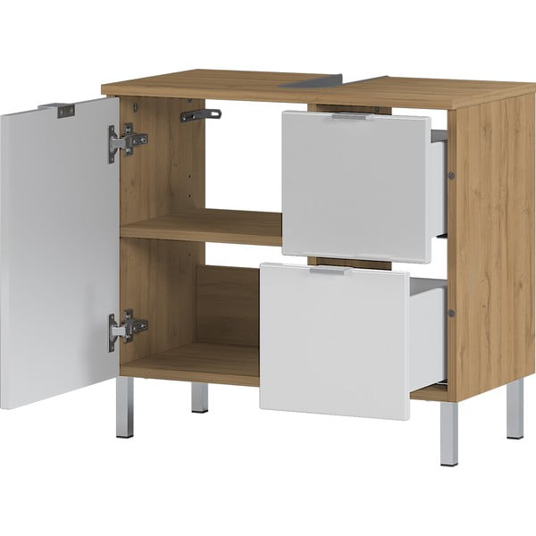 Бял шкаф под умивалника от дъб 60x56 cm Mauresa - Germania-image-3