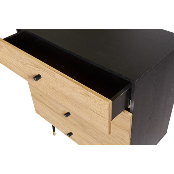 Черен и естествен висок скрин от дъб  80x87 cm Jugend – Woodman-image-4