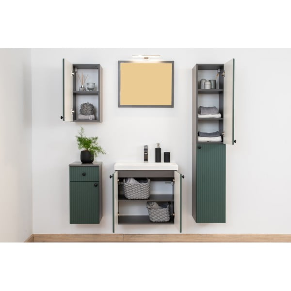 Зелен/антрацитен нисък висящ шкаф за баня 30x60 cm Asti - STOLKAR-image-3