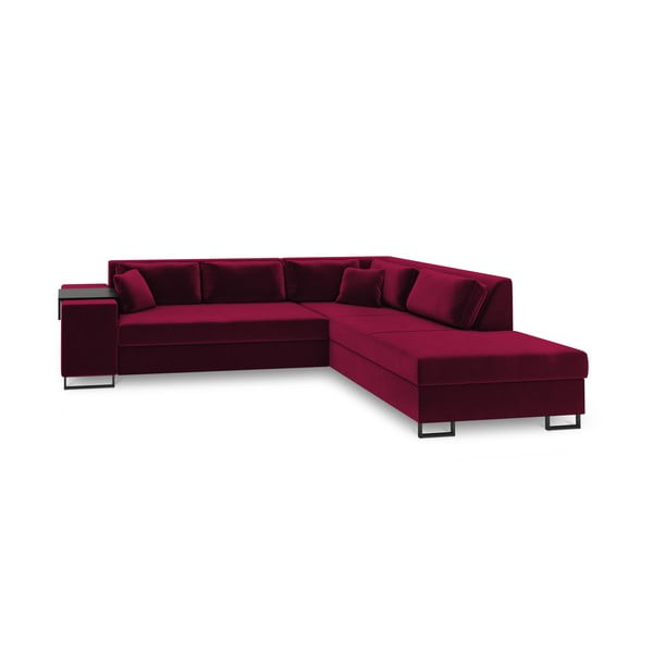 Ъглов разтегателен диван от червено кадифе , десен ъгъл York - Cosmopolitan Design