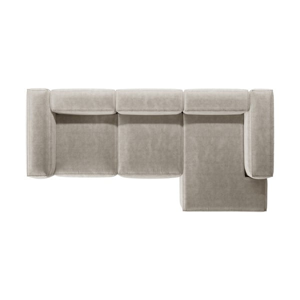 Бежов ъглов диван от рипсено кадифе (десен ъгъл) Bergamo – Cosmopolitan Design-image-3