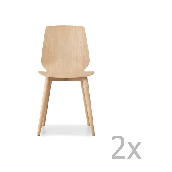 Комплект от 2 светлокафяви трапезни стола с масивни дъбови крака WOOD AND VISION Cut - Wood and Vision