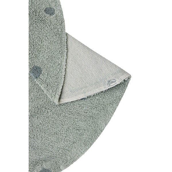 Светлозелен ръчно изработен памучен детски килим подходящ за пране ø140 cm Round Dot Blue Sage – Lorena Canals-image-4