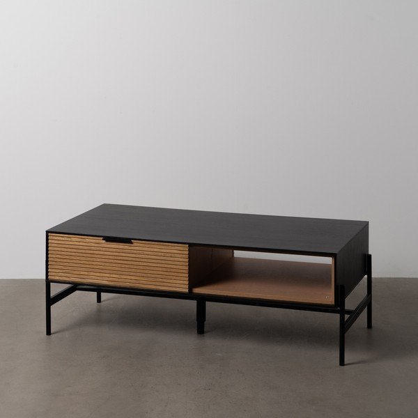 Масичка за кафе от ясен в черен и естествен цвят 60x124 cm Orleans - Ixia-image-1