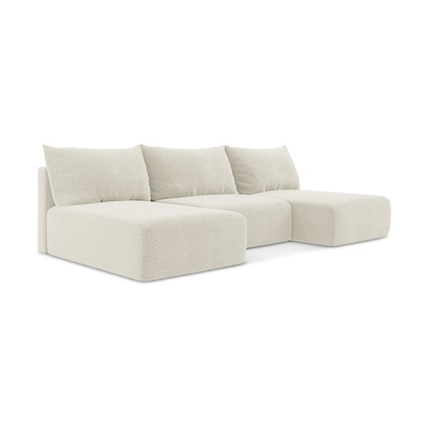 Кремав разтегателен ъглов диван с място за съхранение Kalena – Makamii-image-1