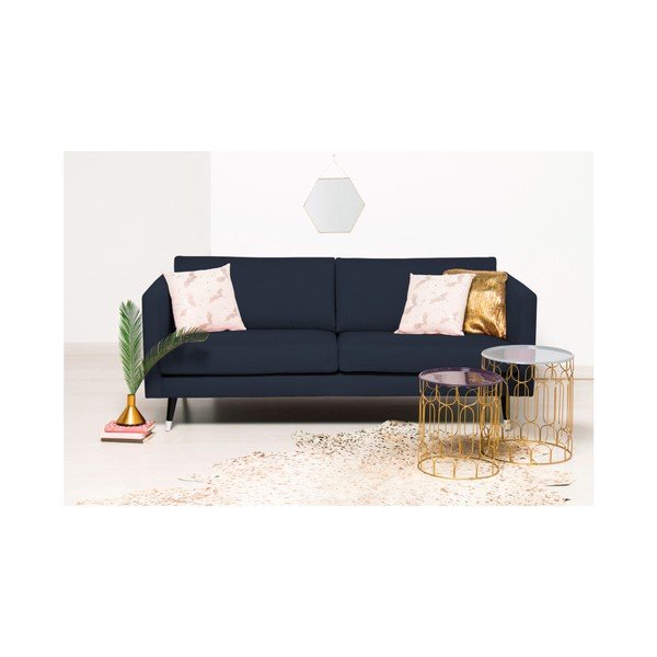 Námořnicky modrá trojmístná pohovka s nohami ve stříbrné barvě Vivonita Meyer-image-2