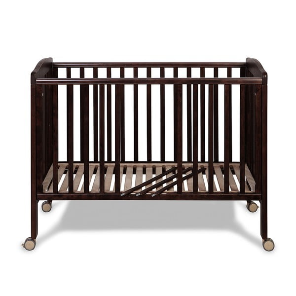 Тъмнокафяво детско легло на колела с регулируема страна Qu, 120 x 60 cm - YappyKids-image-2