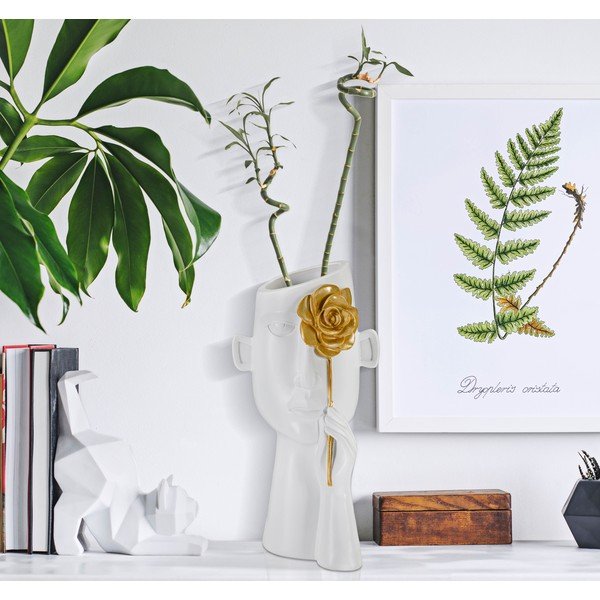 Бяла ваза от полирезин 27 cm Fiore - Mauro Ferretti-image-1