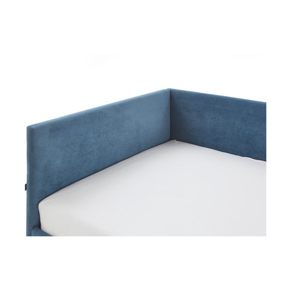 Синьо  тапицирано ъглово детско легло 140x200 cm без ламелно дъно Cool – Meise Möbel-image-4