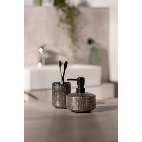 Керамична чаша за четки за зъби в сребрист цвят Rivara – Wenko-image-1